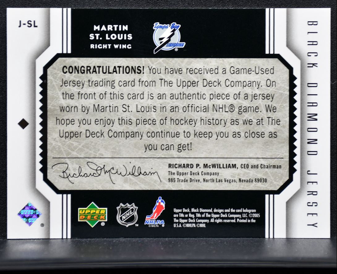 2005-06 UD Black Diamond Jerseys Martin St. Louis J-SL Jersey 7840