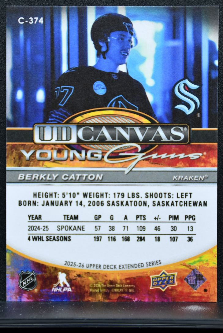 2025-26 UD Extended Series UD Canvas Young Guns Berkly Catton RC 8945