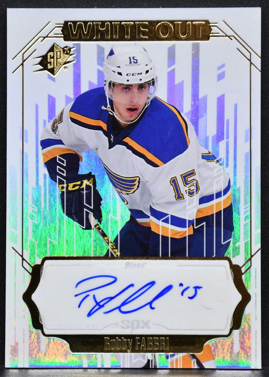 2016-17 SPx White Out Autographs Robby Fabbri WO-RF St. Louis Blues Auto