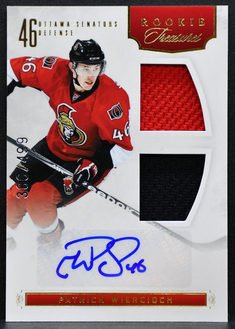2011-12 Panini Rookie Treasures Auto Wiercioch RC Auto 386/499 Jersey 8605