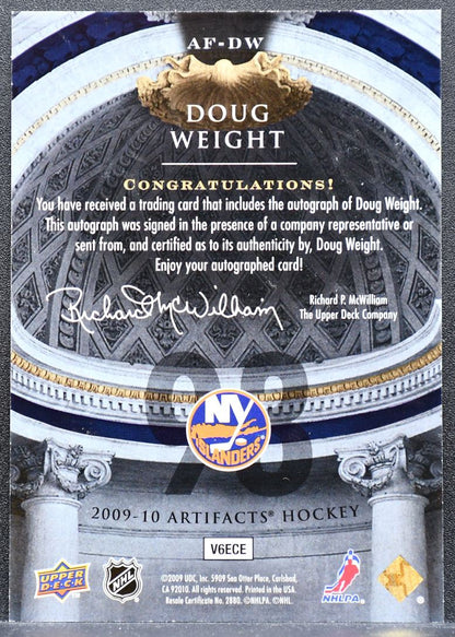 2009-10 Upper Deck Artifacts Autofacts Doug Weight AF-DW Islanders Auto 0958