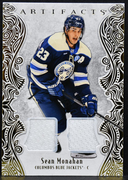 25-26 UD Artifacts Gold Material Sean Monahan Columbus Blue Jackets /299 Jersey 3972