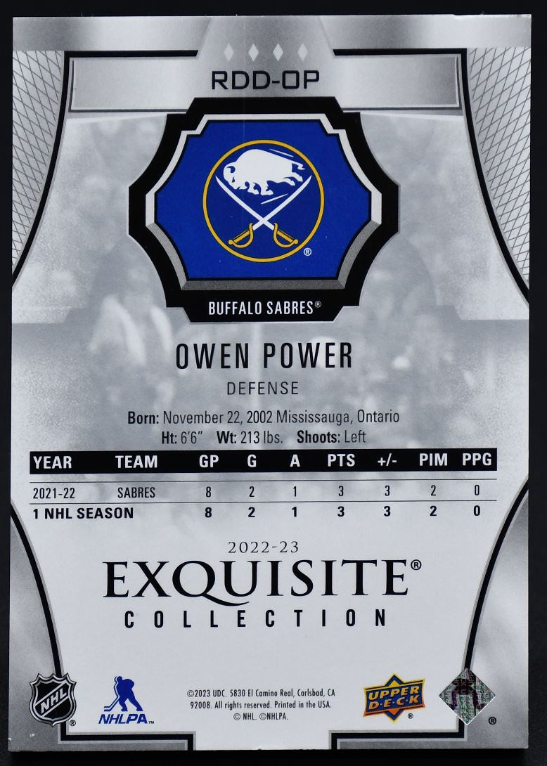 2022-23 UD Exquisite Collection Rookie Draft Day Owen Power RDD-OP RC 280/349