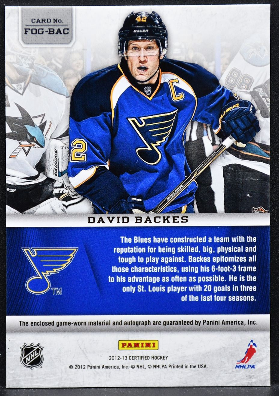 2012-13 Panini Fabric of the Game Mirror Blue Jersey Autographs David Backes