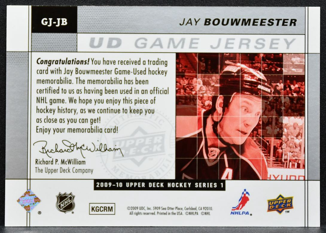 2009-10 UD Series 1 UD Game Jerseys Jay Bouwmeester GJ-JB Flames Jersey 9738
