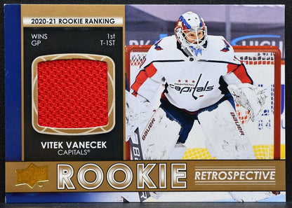2021-22 UD Series 1 Rookie Retrospective Gold Vitek Vanecek RC Jersey 4584