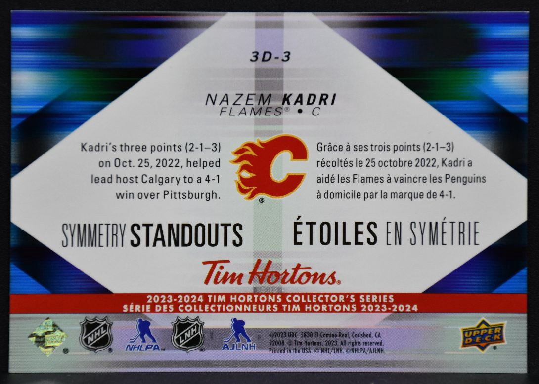 2023-24 UD Tim Hortons Symmetry Standouts Nazem Kadri 3D-3 Calgary Flames 7276