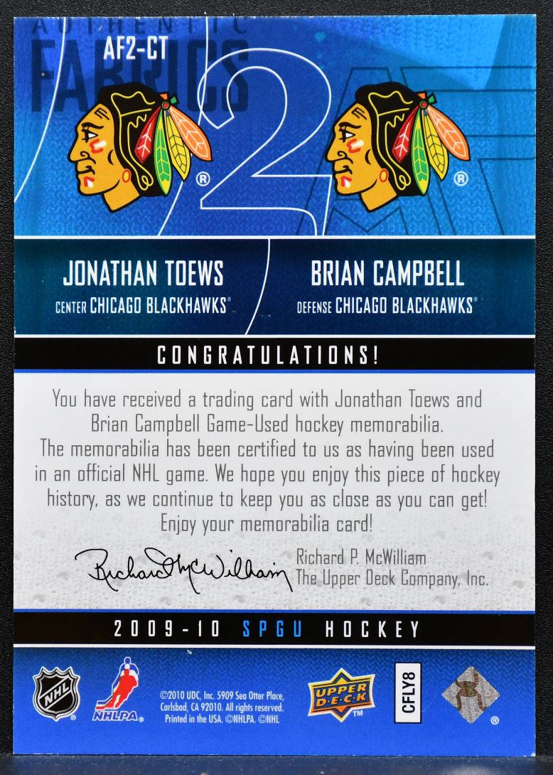 2009-10 SP Game Used Authentic Fabrics Dual Campbell/Toews Jersey 0088