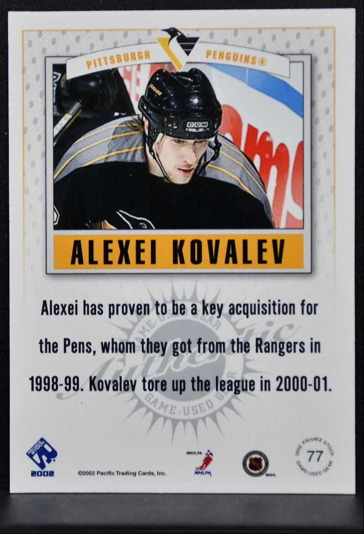2002-03 Pacific Private Stock Jersey Alexei Kovalev 77 Penguins Jersey 2972