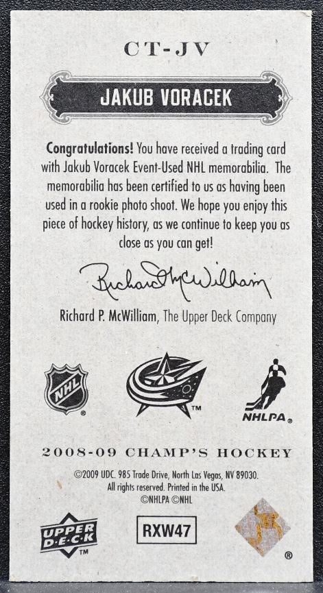 2008-09 Upper Deck Champ's Mini Threads Jakub Voracek 350 Jackets Jersey 6601