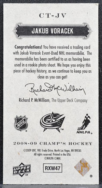 2008-09 Upper Deck Champ's Mini Threads Jakub Voracek 350 Jackets Jersey 6601