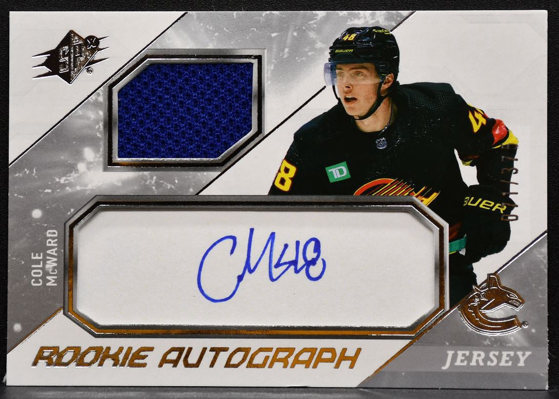 2023-24 SPx Rookie Autograph Jersey Cole McWard CM Canucks RC Auto Jersey 4454