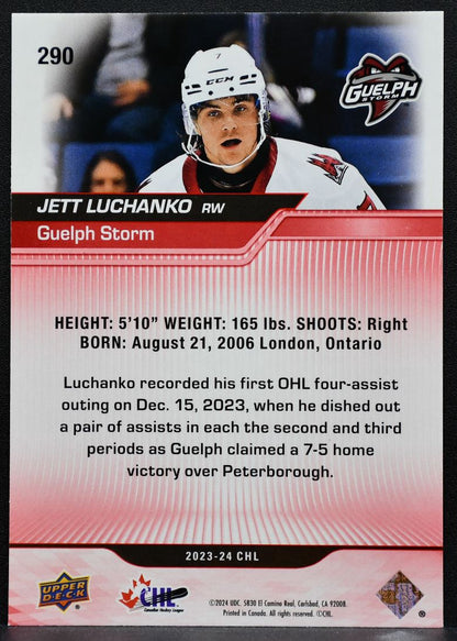 2023-24 Upper Deck CHL Exclusives Jett Luchanko 290 Guelph Storm 044/100 3109