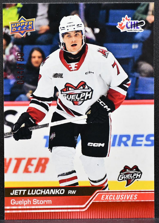 2023-24 Upper Deck CHL Exclusives Jett Luchanko 290 Guelph Storm 044/100 3109