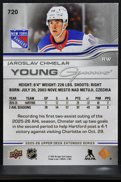 2025-26 Upper Deck Extended Series Young Guns Jaroslav Chmelar Rangers RC 1143