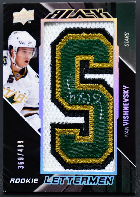 2009-10 UD Black Letterman Ivan Vishnevsky 72 Dallas Stars RC Auto /499 Patch