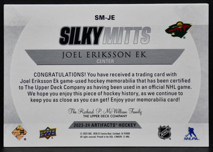2023-24 UD Artifacts Silky Mits Joel Eriksson Ek SM-JE Minnesota Wild Jersey 3309