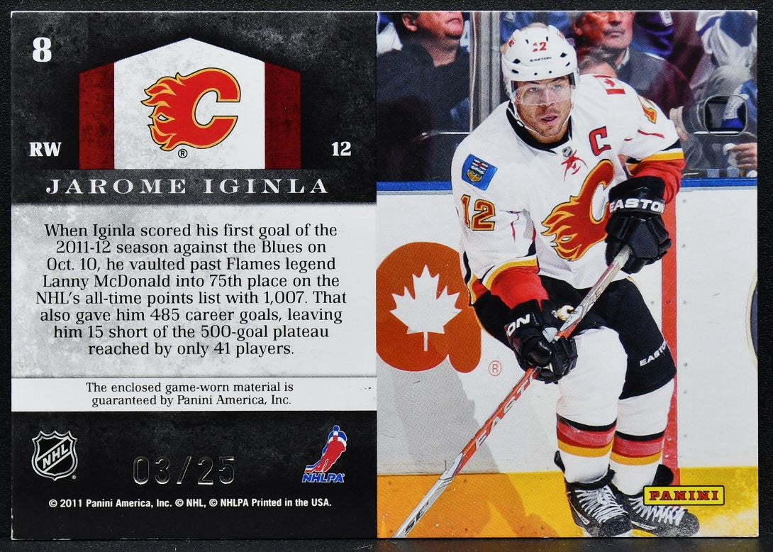 2011-12 Panini Limited Team Trademarks Materials Prime Jarome Iginla Patch 9019