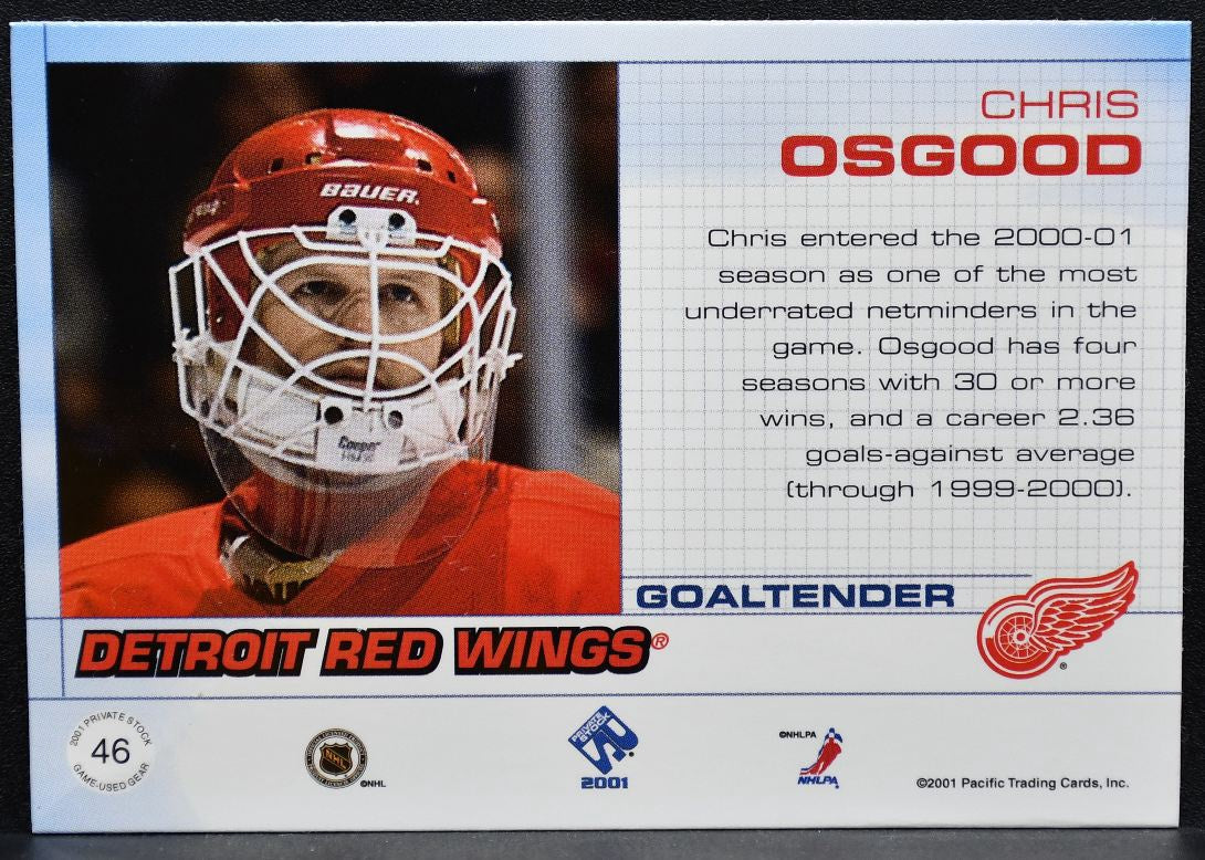 2001-02 Pacific Private Stock Jersey Chris Osgood Detroit Red Wings Jersey 8742