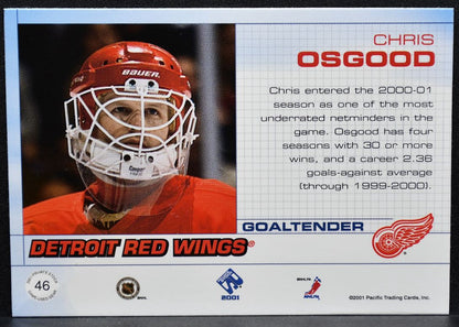 2001-02 Pacific Private Stock Jersey Chris Osgood Detroit Red Wings Jersey 8742