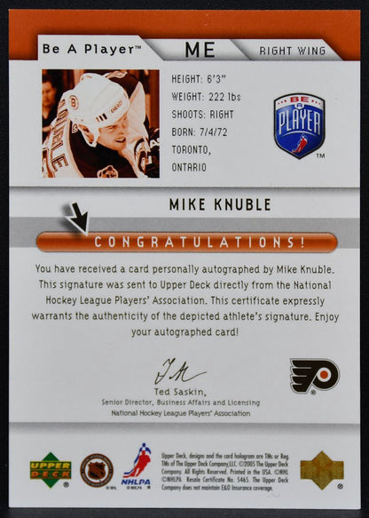 2005-06 Upper Deck Be a Player Signatures Mike Knuble ME Flyers Auto 8683
