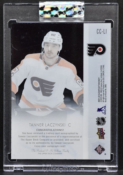 2021-22 UD Clear Cut Rookie Base Auto Tanner Laczynski CC-LI RC Auto