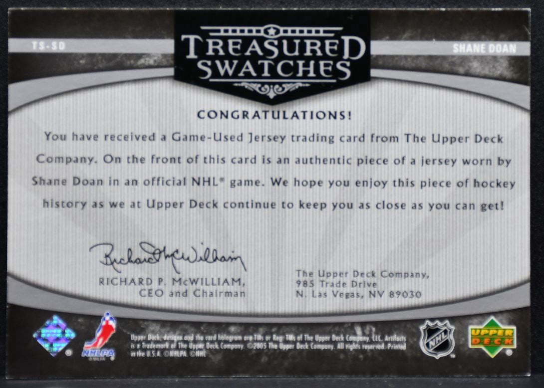 2005-06 UD Artifacts Treasured Swatches Silver Doan 31/50 Jersey 3432