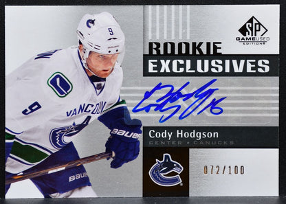 2011-12 SP Game Used Rookie Exclusives Autographs Hodgson RC Auto 072/100 1315