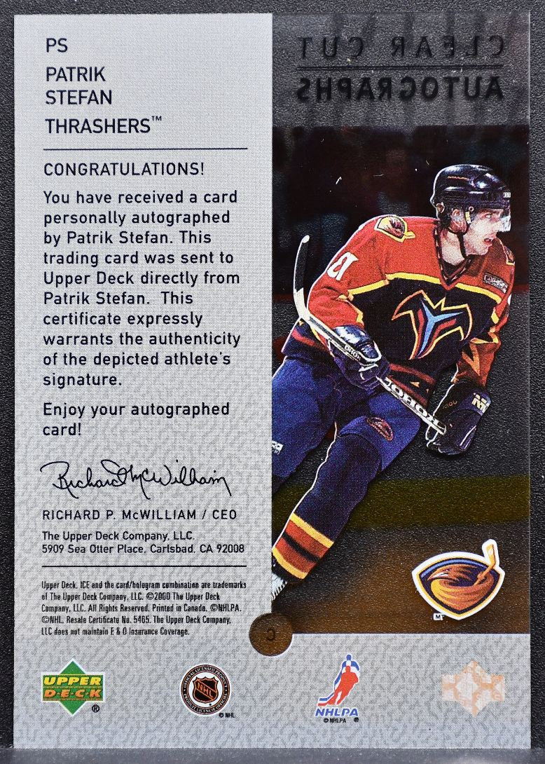 2000-01 Upper Deck Ice Clear Cut Autographs Patrik Stefan PS Thrashers Auto 7608