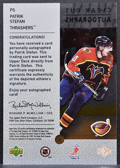 2000-01 Upper Deck Ice Clear Cut Autographs Patrik Stefan PS Thrashers Auto 7608