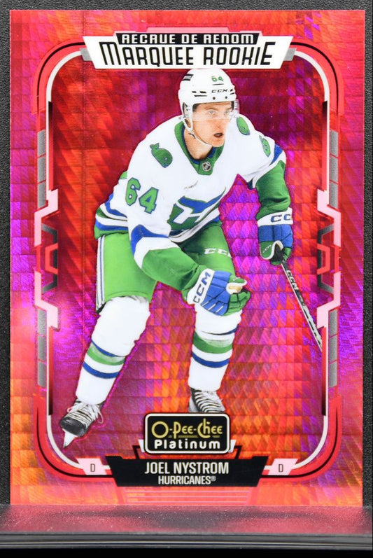 2025-26 O-Pee-Chee Platinum Red Prism Joel Nystrom Hurricanes RC 104/199 9461
