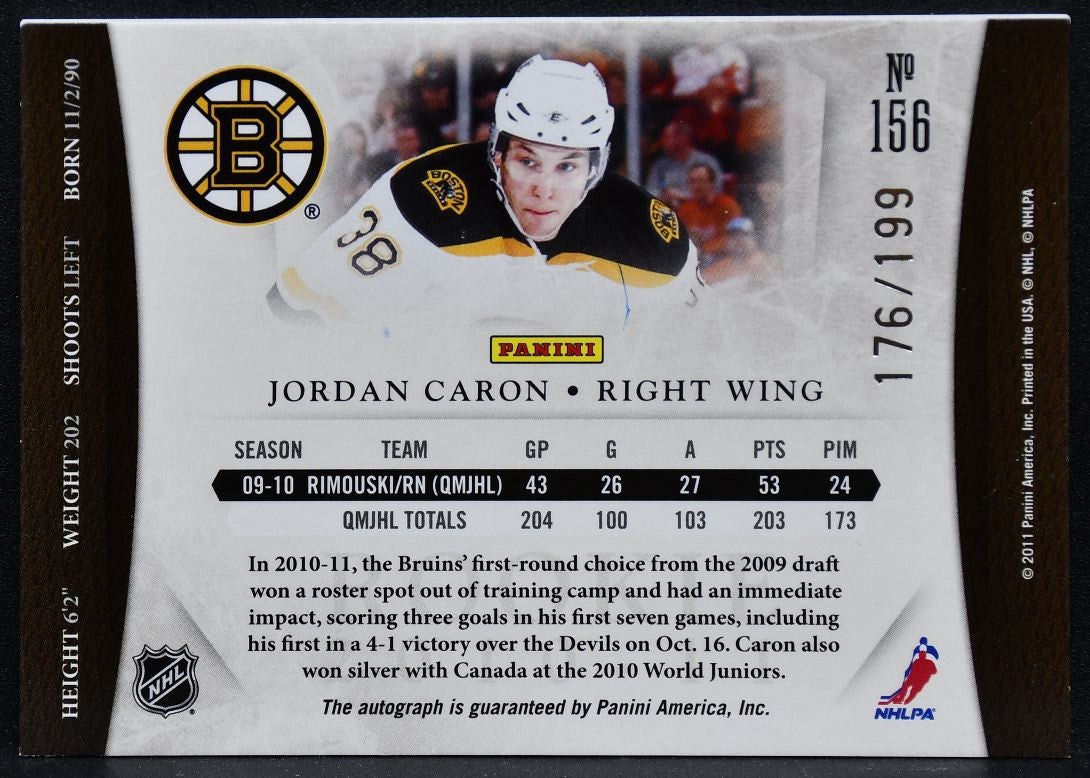 2011-12 Panini Dominion Rookie Auto Jordan Caron 156 RC Auto 176/199 4716