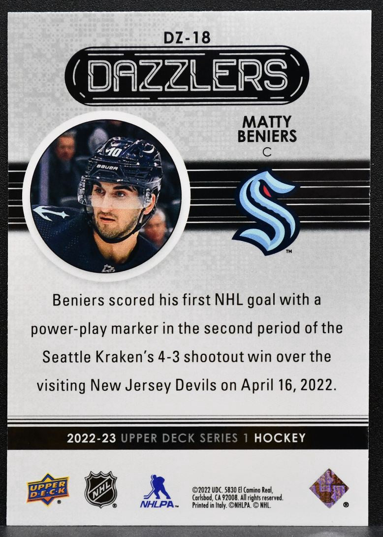 2022-23 Upper Deck Series 1 Dazzlers Blue Matty Beniers DZ-18 Kraken 8044