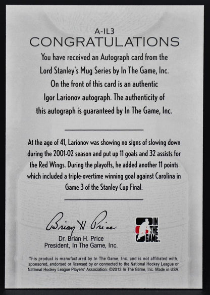 2012-13 In The Game Lord Stanley's Mug Igor Larionov A-IL3 Auto