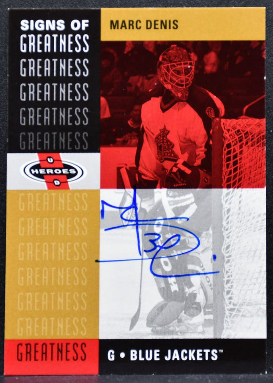 2001-02 Upper Deck Sign of Greatness Marc Denis Columbus Blue Jackets Auto 3791