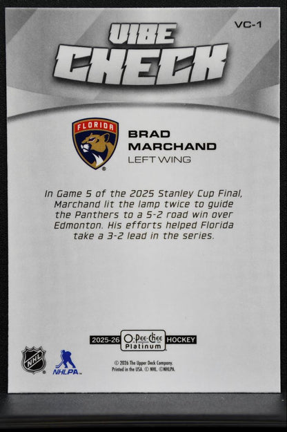 2025-26 O-Pee-Chee Platinum Vibe Check Brad Marchand VC-1 Florida Panthers 3871