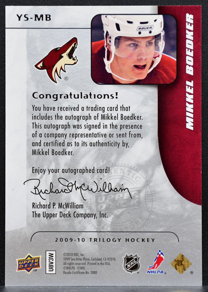 2009-10 Upper Deck Trilogy Young Star Scripts Mikkel Boedker Coyotes Auto 7668