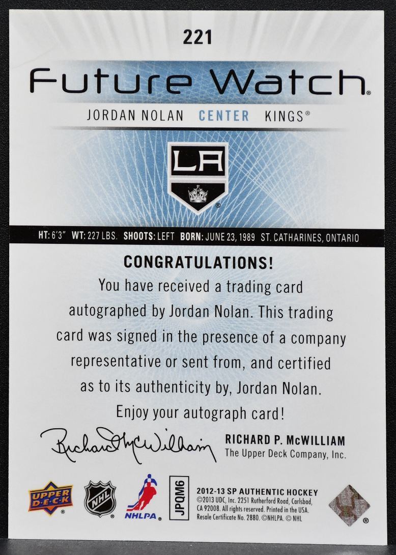 2012-13 SP Authentic Future Watch Auto Jordan Nolan Kings RC Auto 763/999 8191