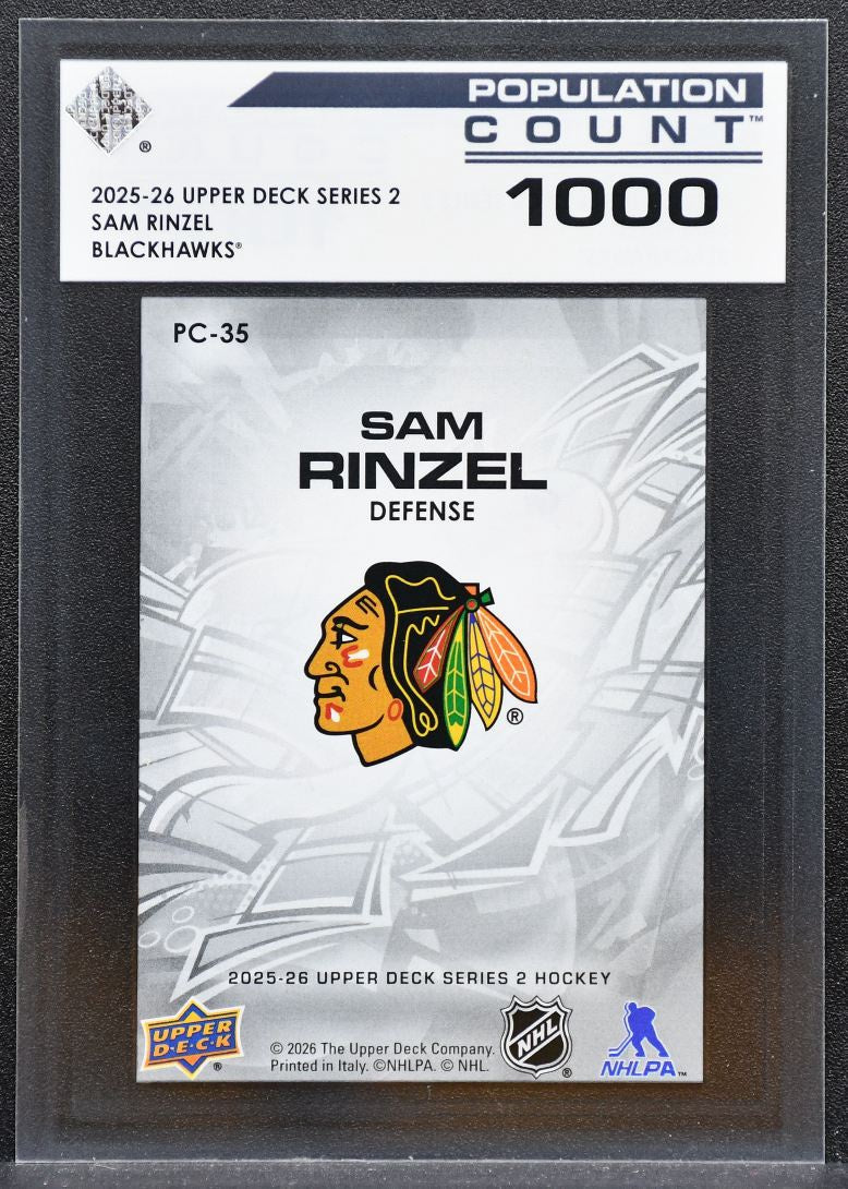 2025-26 UD Series 2 Population Count 1000 Sam Rinzel PC-35 Blackhawks 1983