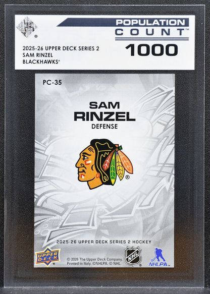 2025-26 UD Series 2 Population Count 1000 Sam Rinzel PC-35 Blackhawks 1983