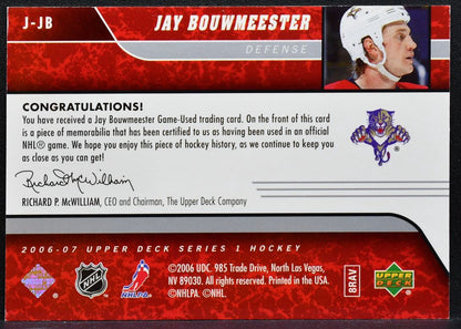 2006-07 UD Series 1 UD Game Jersey Jay Bouwmeester J-JB Panthers Jersey 1366