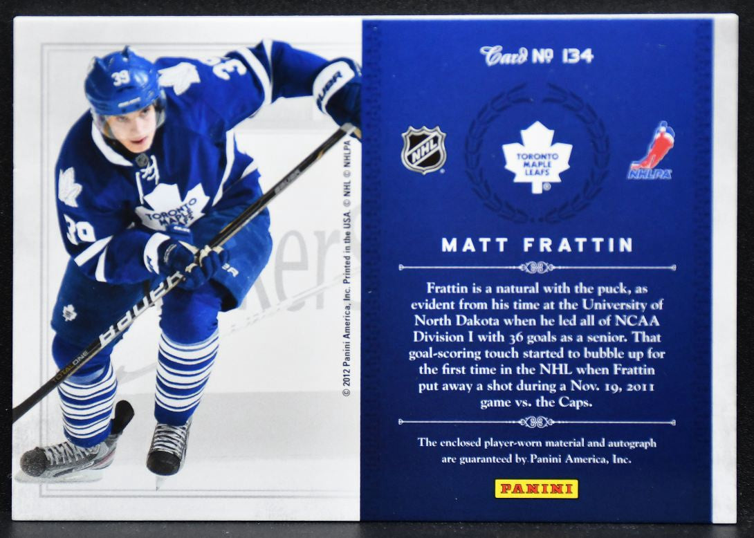 2011-12 Panini Anthology Treasureses Frattin Maple Leafs RC Auto Jersey 6658