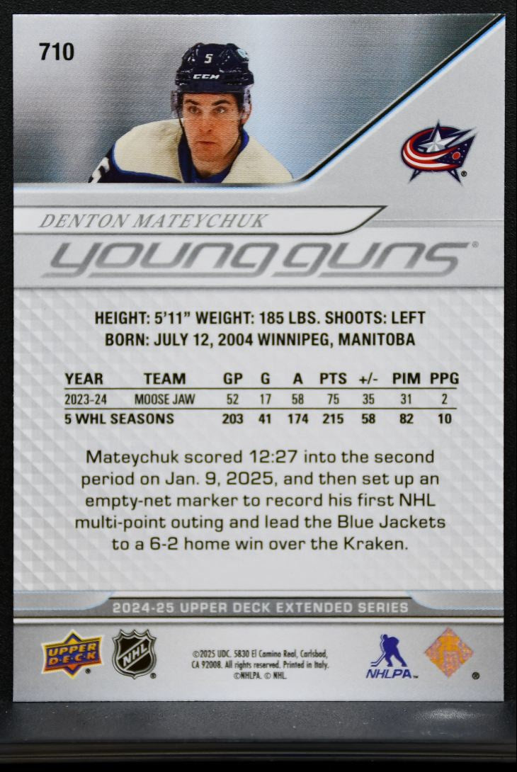 2024-25 Upper Deck Extended Series Young Guns Denton Mateychuk Jackets RC 8051