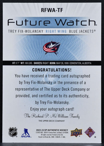 2022-23 SP Authentic 12-13 Retro FW Auto Fix-Wolansky RC Auto 438/699 4423
