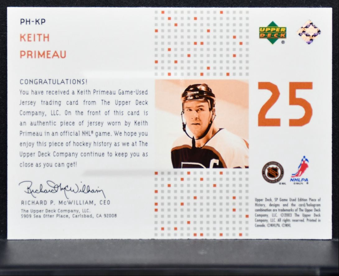2003-04 SP Game Used Piece of History Keith Primeau Flyers 178/225 Jersey 4985