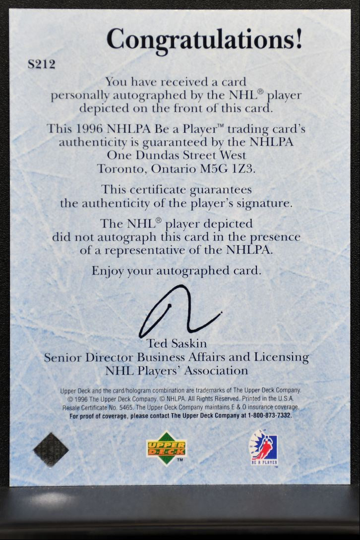 1996-97 UD Be A Player Ice Wars Auto Adam Graves Auto 1022