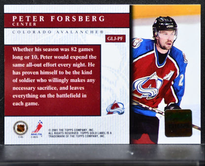 2000-01 Topps Gold Label Game-Worn Jerseys Peter Forsberg Avalanche Jersey 4381
