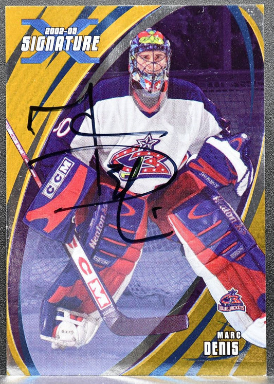 2003-04 In The Game Signature Gold Marc Denis 020 Blue Jackets Auto 1450