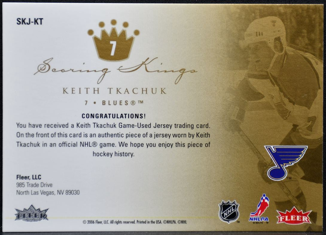 2005-06 Fleer Ultra Scoring Kings Jerseys Keith Tkachuk SKJ-KT Blues Jersey 1655