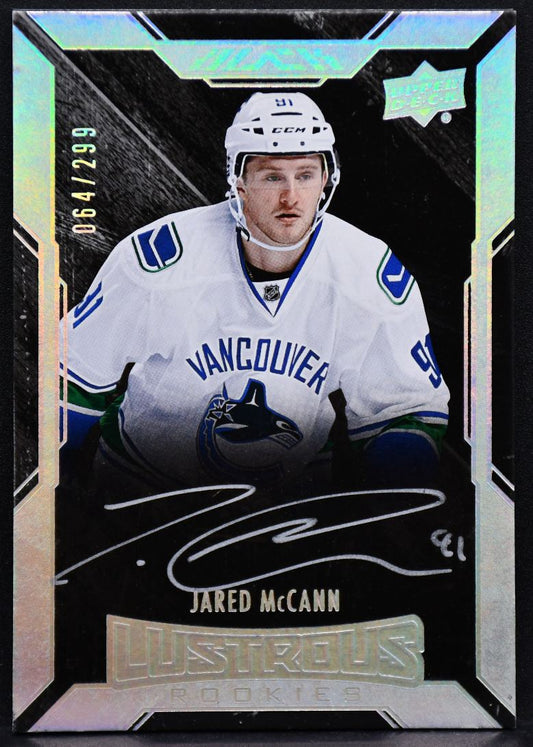 2015-16 UD Black Lustrous Rookie Auto Jared McCann 42 RC Auto 064/299